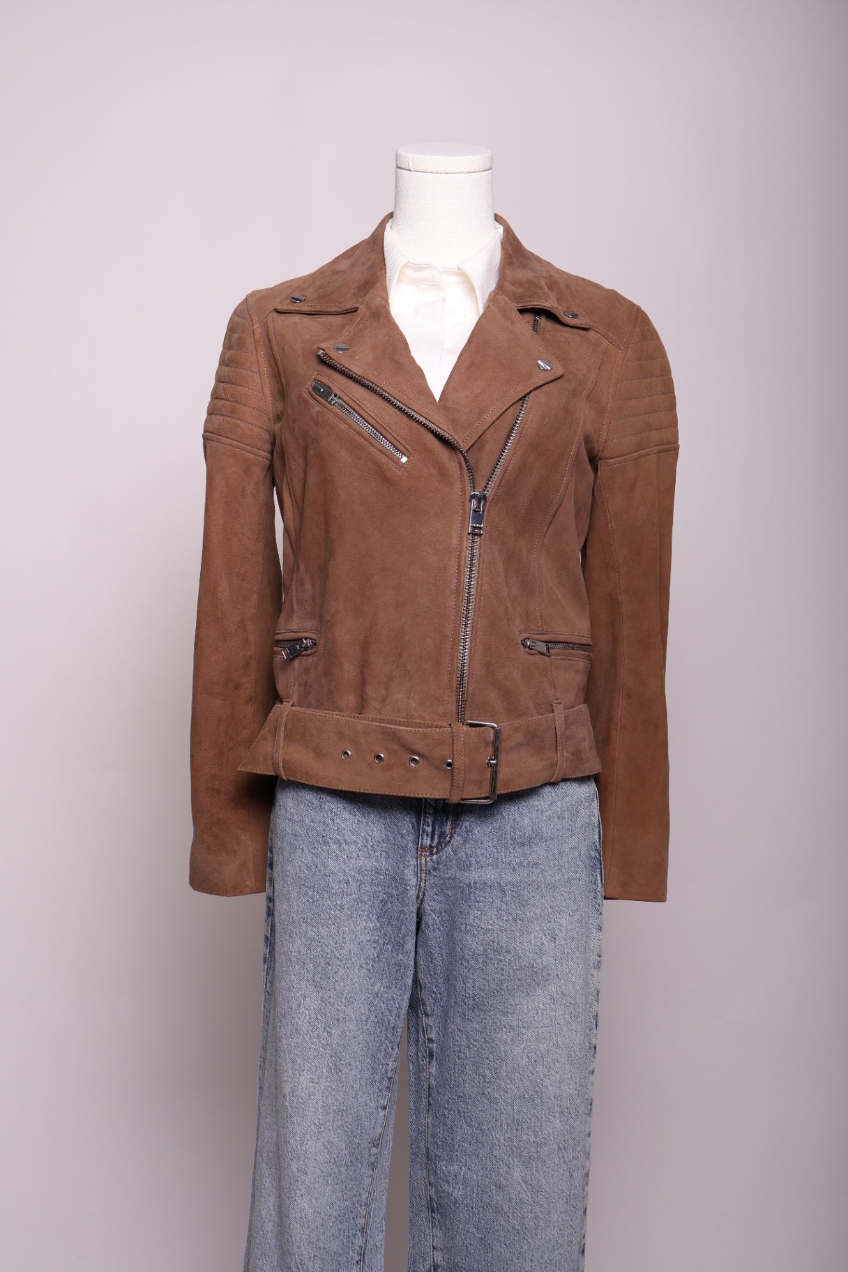 Veste moto en suède