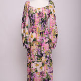 Robe longue fleurie avec taille élastique