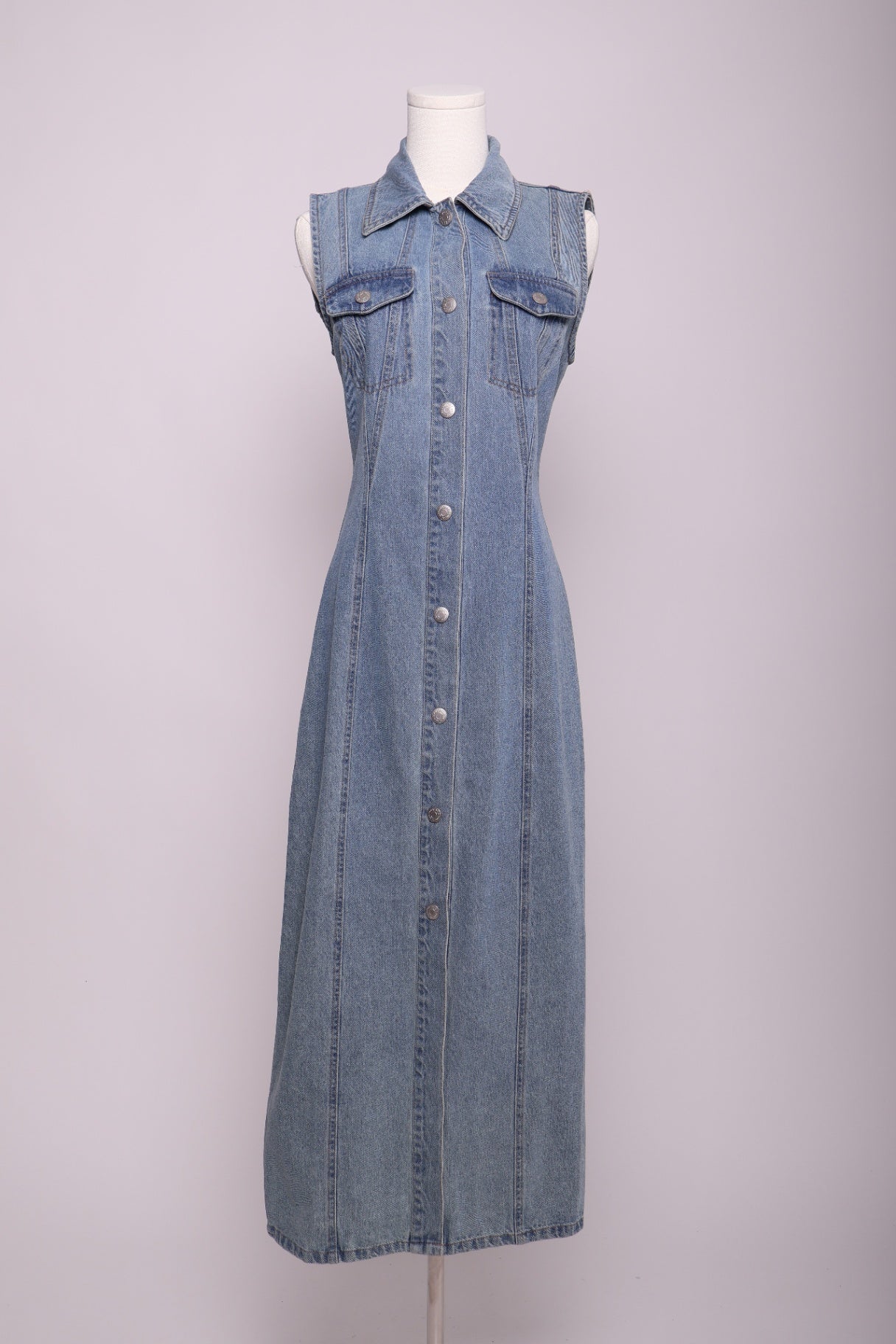 Robe longue en denim sans manches