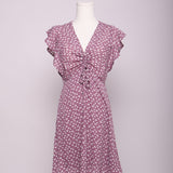 Robe courte fleurie à fronces et volants