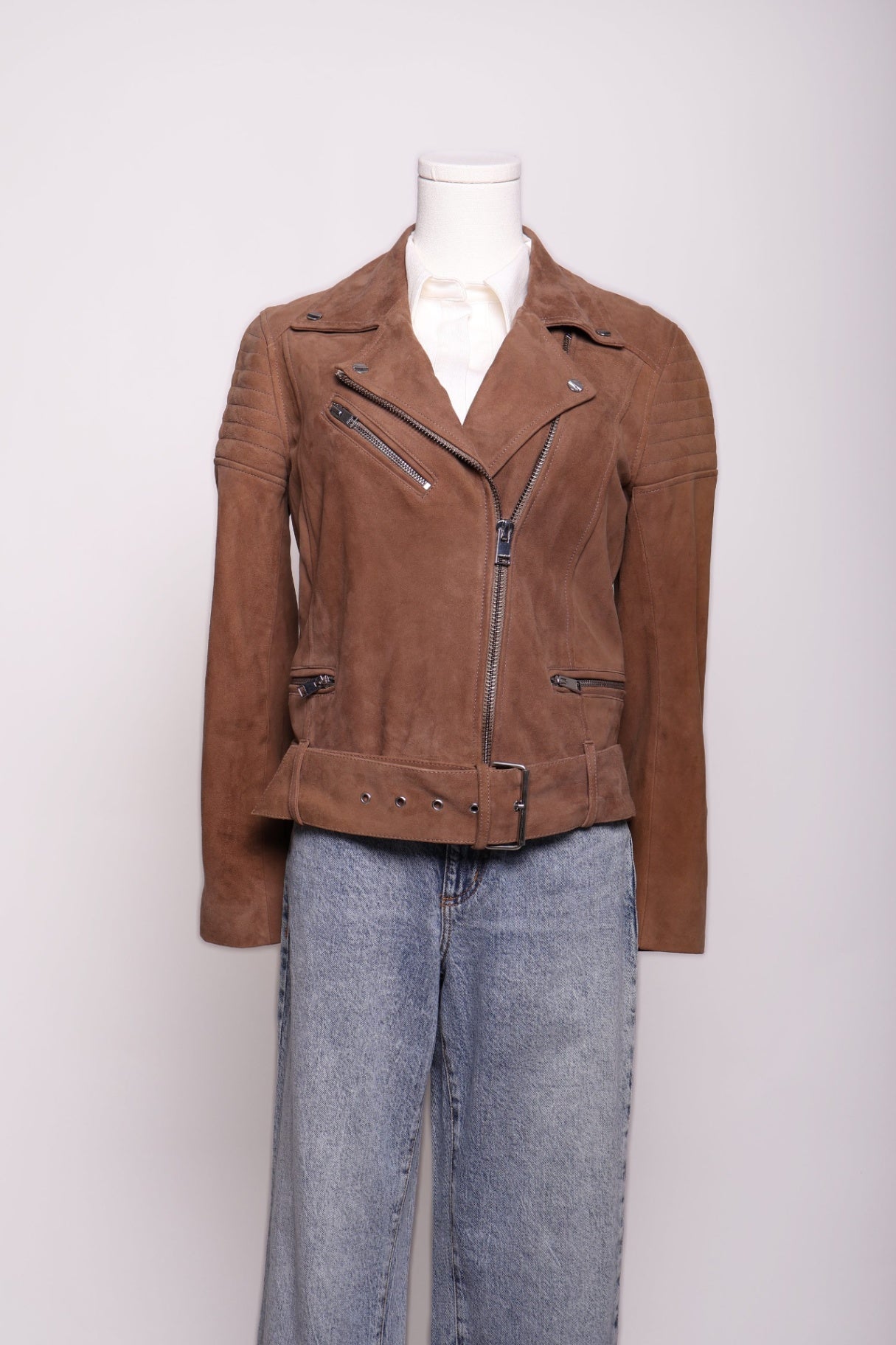 Veste moto en suède