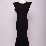 Robe longue sans manches à volants asymétriques