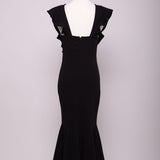 Robe longue sans manches à volants asymétriques