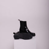Bottes en cuir brillant à talon carré