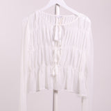 Cardigan transparent froncée à lacets