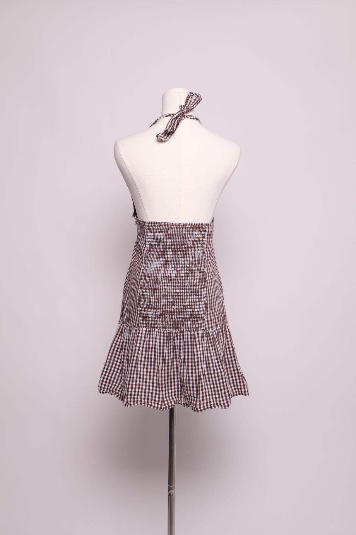 Robe licou vichy dos nid d'abeille