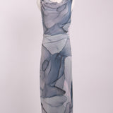 Robe longue drapée à imprimé aquarelle