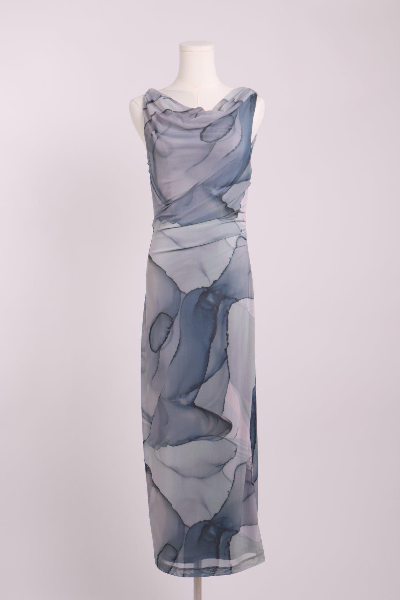 Robe longue drapée à imprimé aquarelle