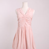 Robe mini col V froncée jupe bouffante