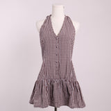 Robe licou vichy dos nid d'abeille
