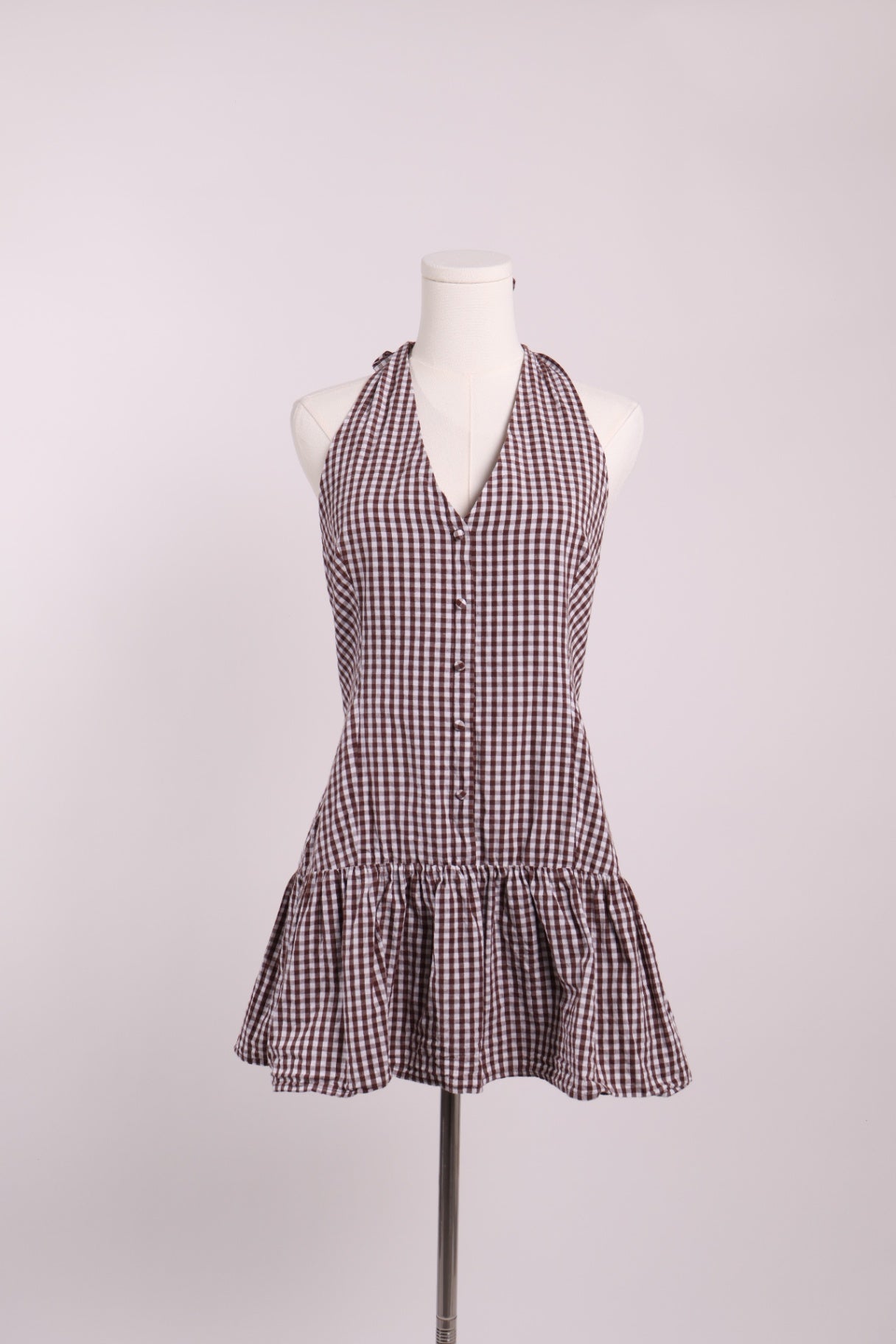 Robe licou vichy dos nid d'abeille