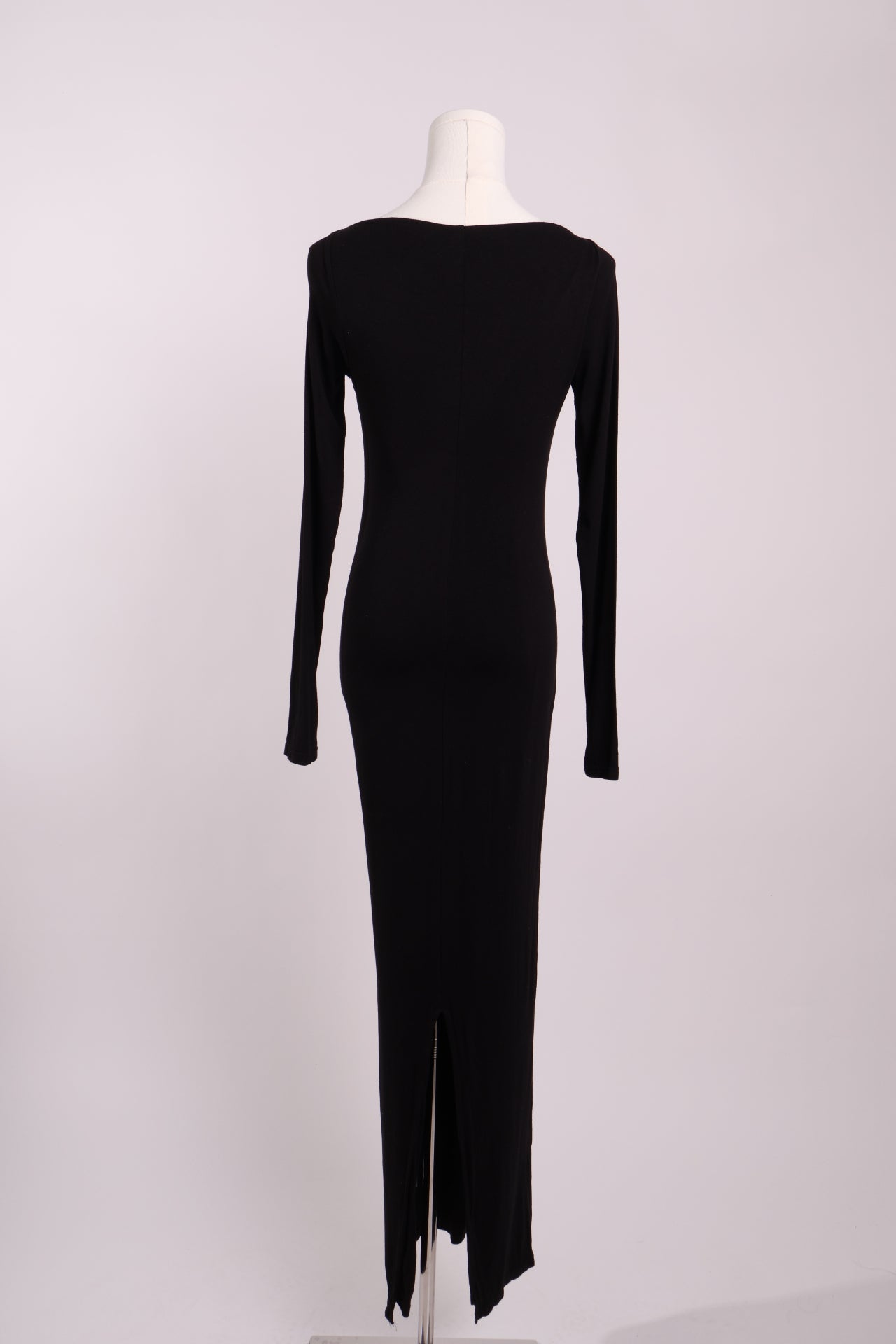 Robe longue moulante col carré fente latérale arrière