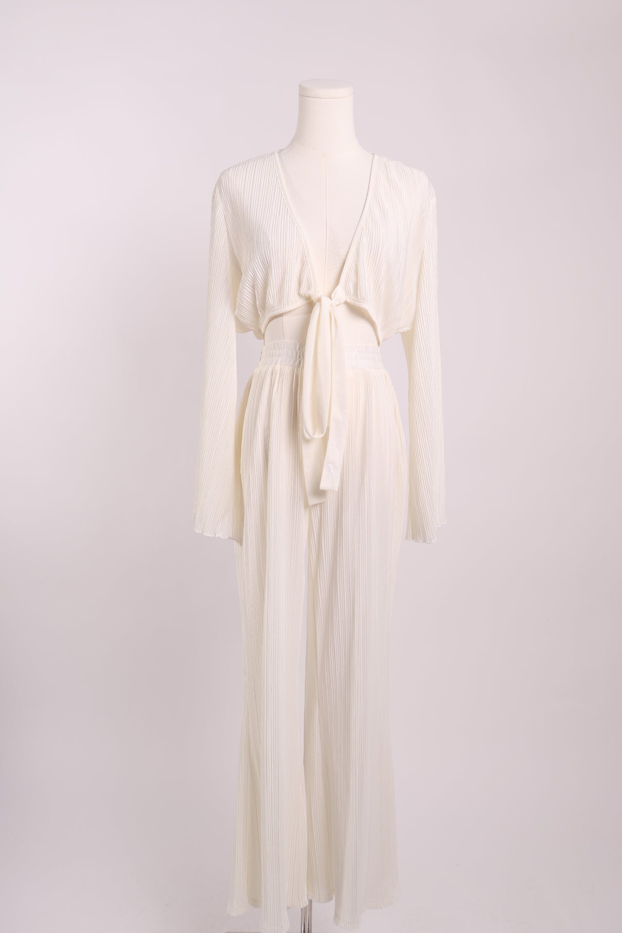 Ensemble deux pièces plissé - Haut noué et pantalon