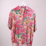 Chemise fleurie oversize manches courtes