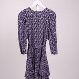 Robe fleurie manches longues et ceinture