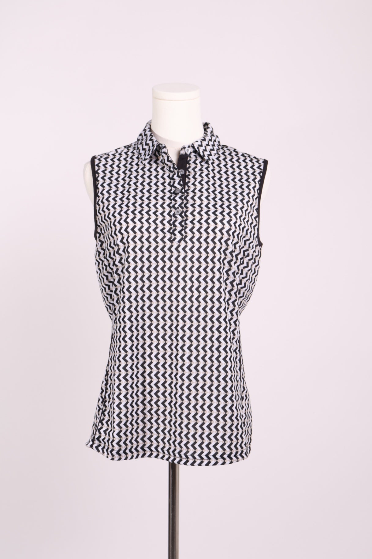 Polo de golf sans manches à motif zigzag