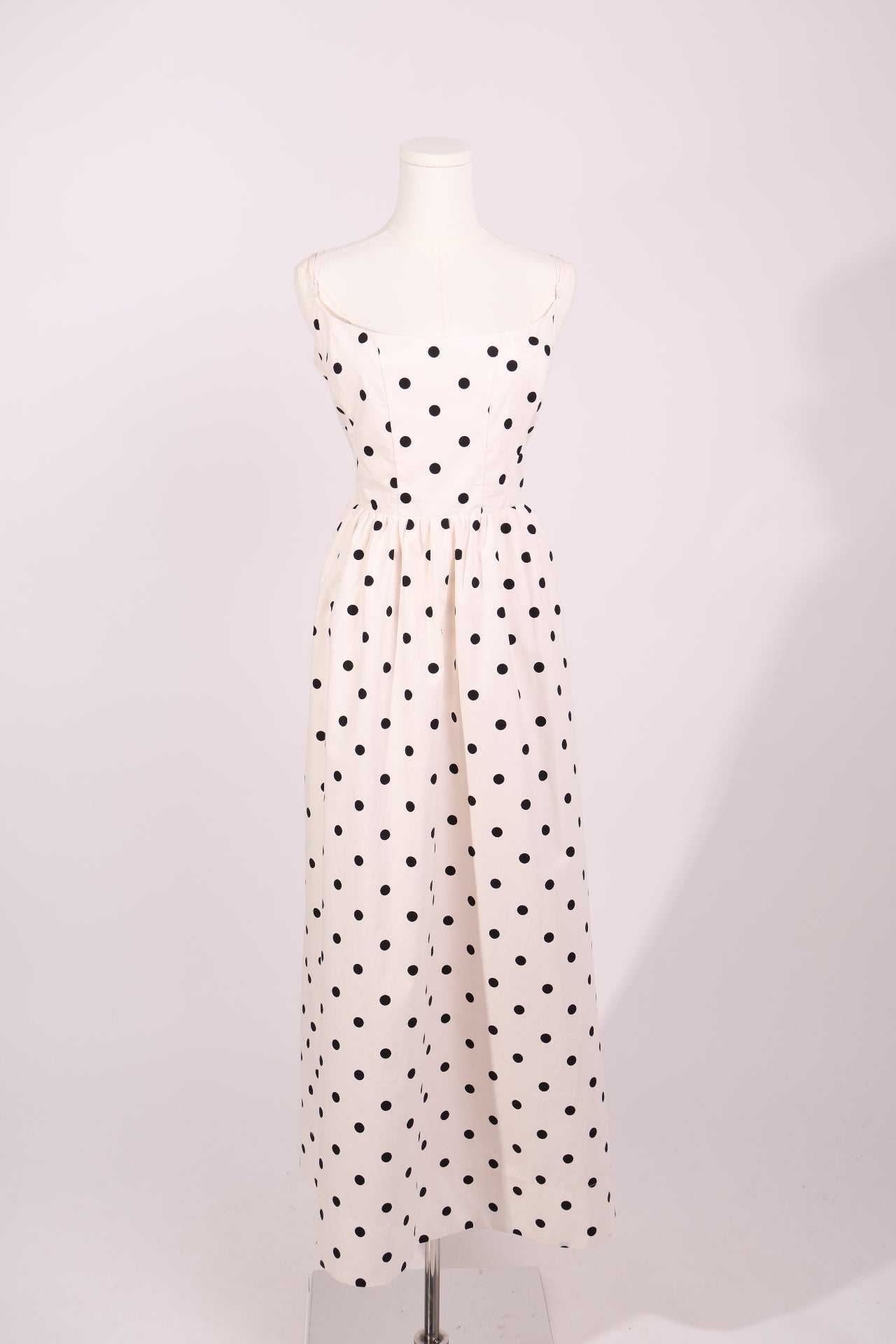 Robe bustier maxi en popeline à pois