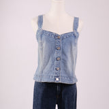 top en jean à boutons