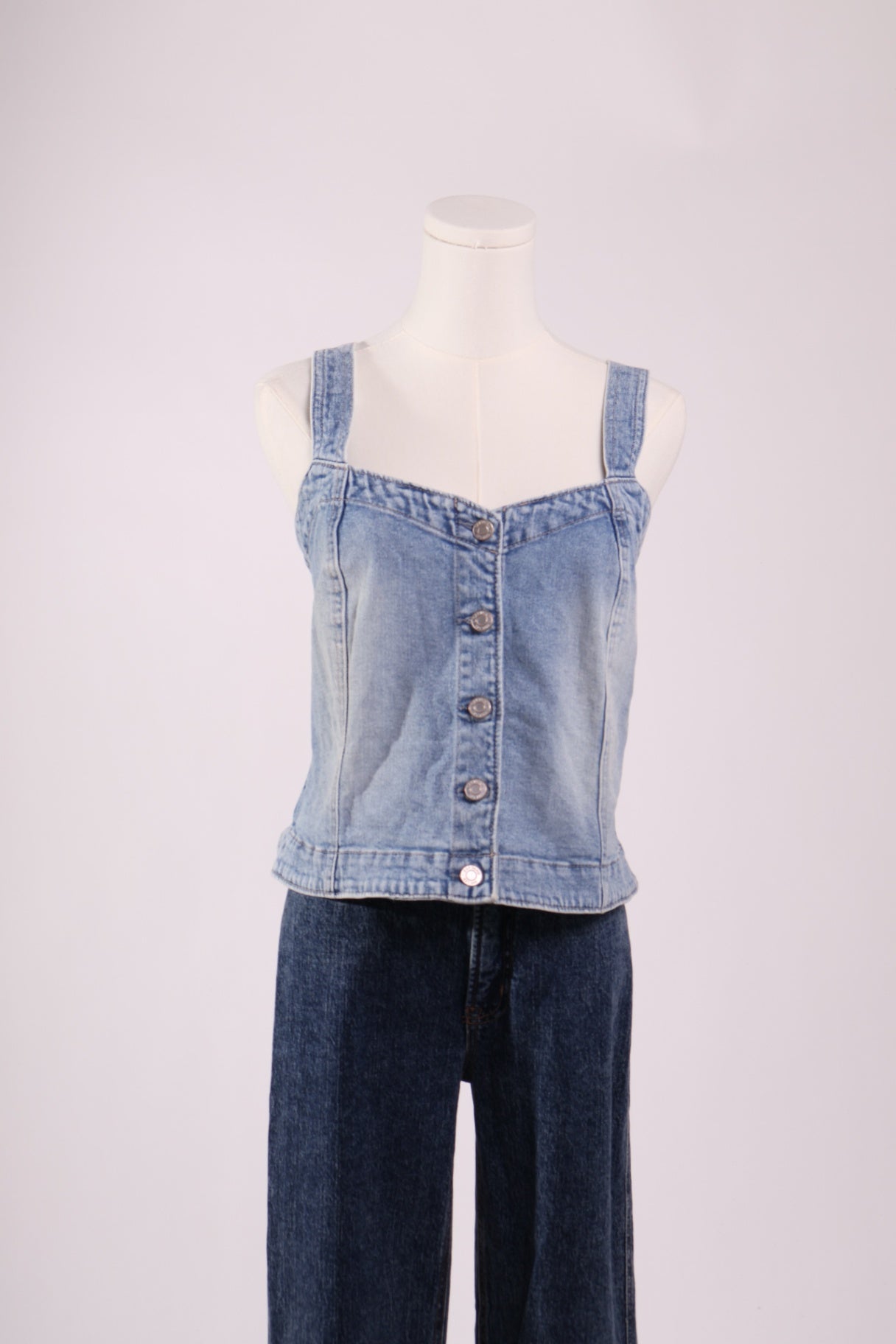 top en jean à boutons