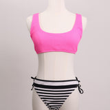 Bas de bikini rayé à boucle latérale