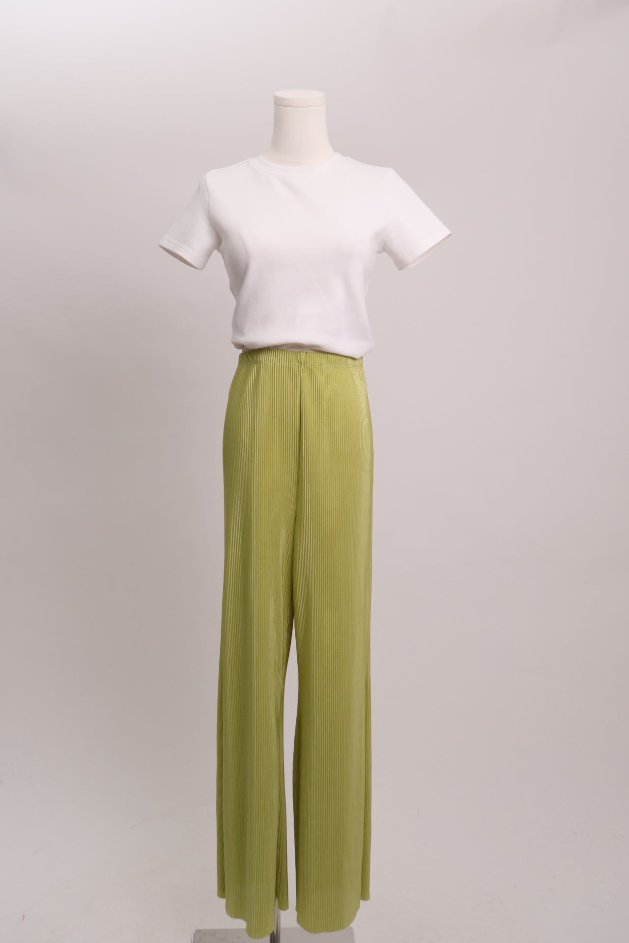 Pantalon large plissé à taille élastique