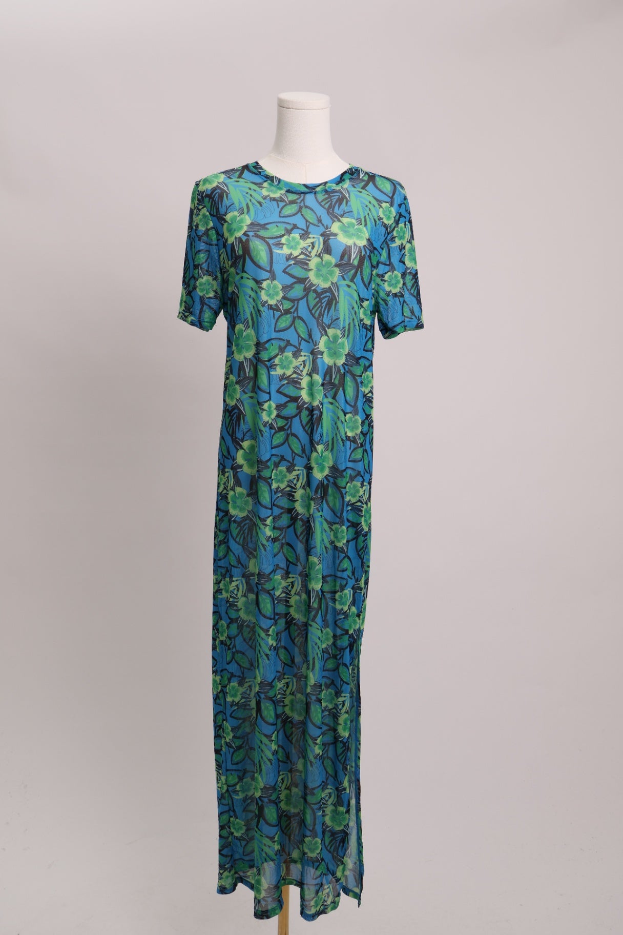 Robe en filet à imprimé tropical
