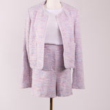 Ensemble chic veston et short lilas scintillant