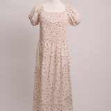 Robe maxi à fleurs manches bouffantes
