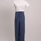Pantalon fluide rayé taille élastique