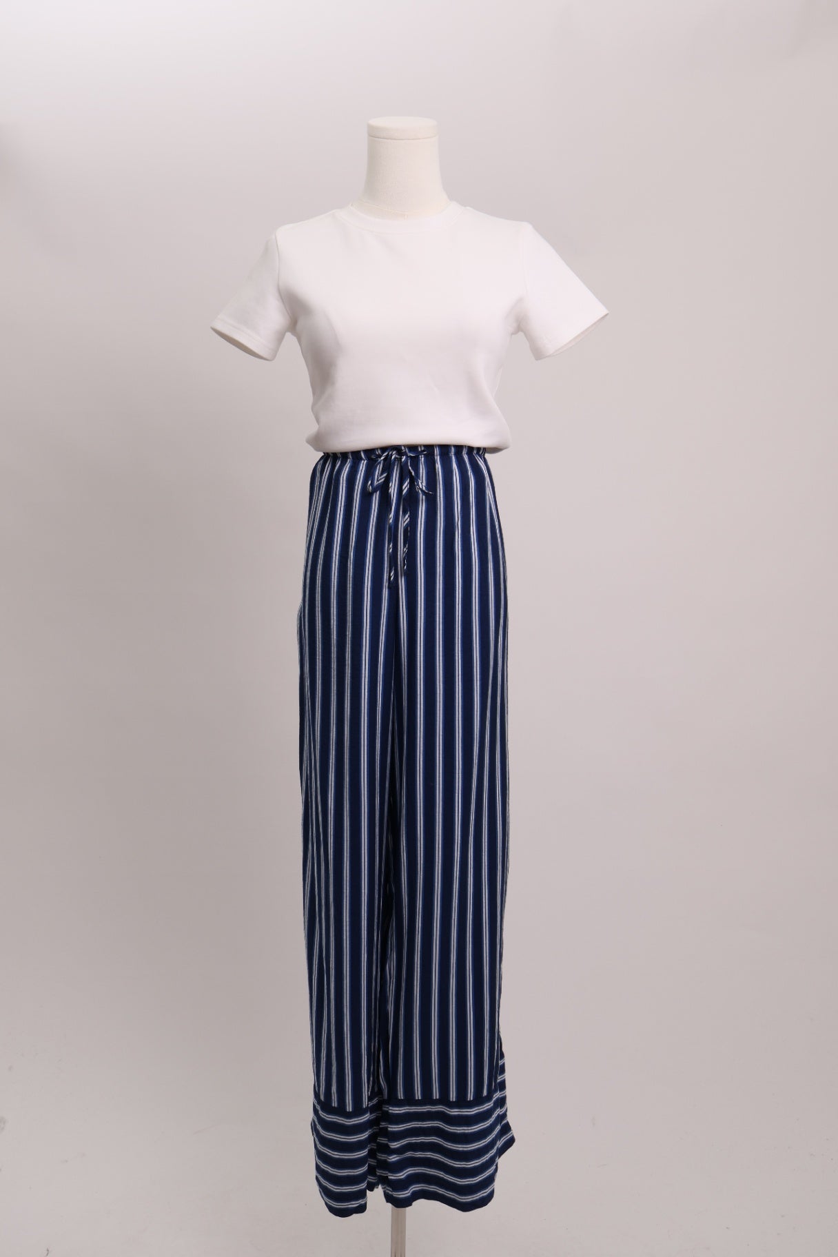 Pantalon fluide rayé taille élastique