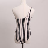 Maillot une-pièce à rayures, coupe asymétrique à une épaule