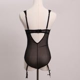 Lingerie en maille broderie floral avec jarretelles