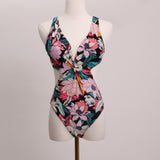 Maillot une-pièce fleuri avec détail croisé