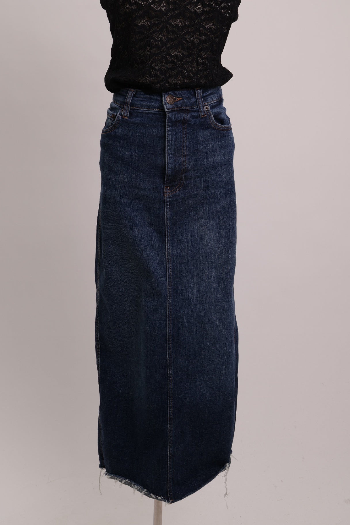 Jupe longue en denim fente arrière