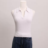 Camisole polo côtelée sans manches