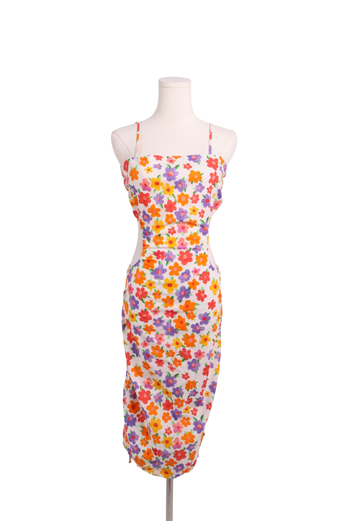 Robe fleurie avec ouvertures latérales