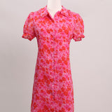 Robe droite fleurie à manches bouffantes