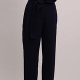 Pantalon marine taille haute nouée