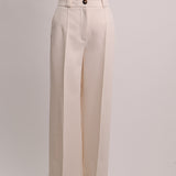 Pantalon beige taille haute ample