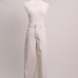 Jean blanche avec couture beige taille haute évasé