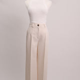 Pantalon beige taille haute ample