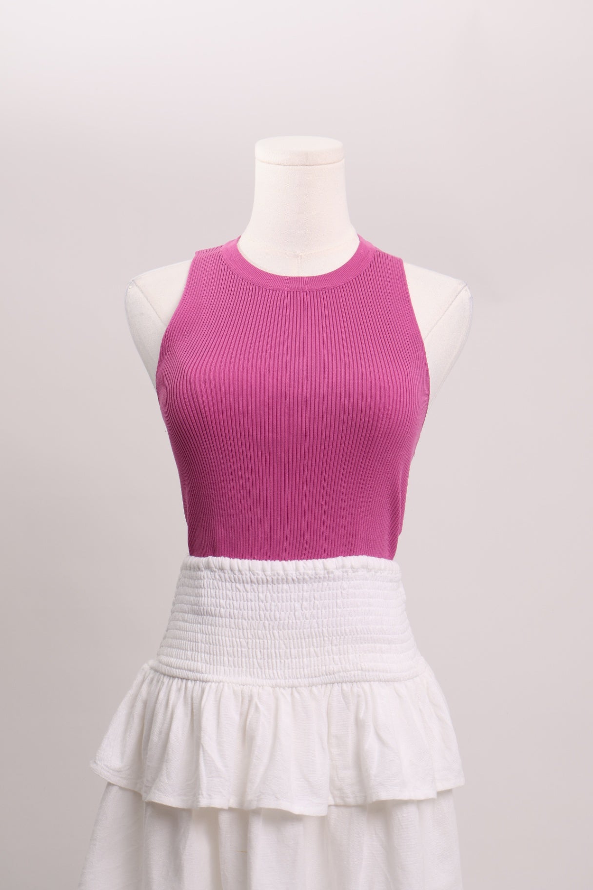 Camisole en maille rose texturée