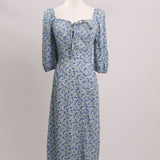 Robe longue fleurie à manches courtes bouffantes