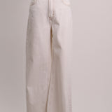 Jean blanche avec couture beige taille haute évasé