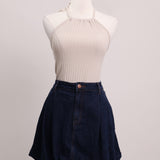 Jupe courte en denim foncé style ballon