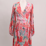 Robe courte portefeuille à manches bouffantes