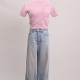 Jean Joli Thorax bleu pâle taille haute coupe droite