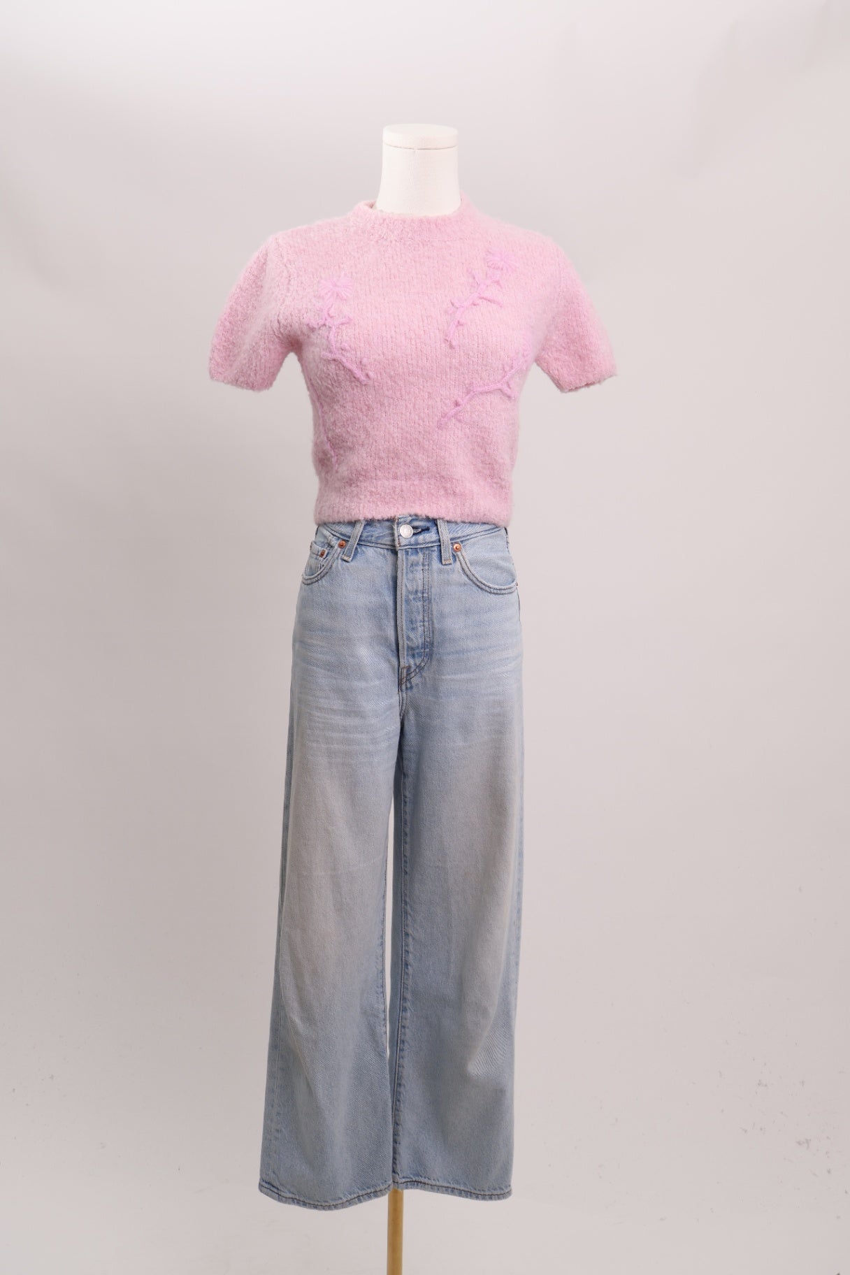Jean Joli Thorax bleu pâle taille haute coupe droite