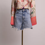 Short en jeans taille haute et effiloché