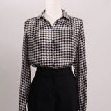 Blouse pied-de-poule à manches longues